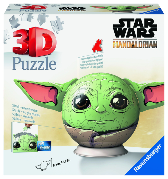 Levně Puzzle-Ball Star Wars: Baby Yoda s ušima 72 dílků