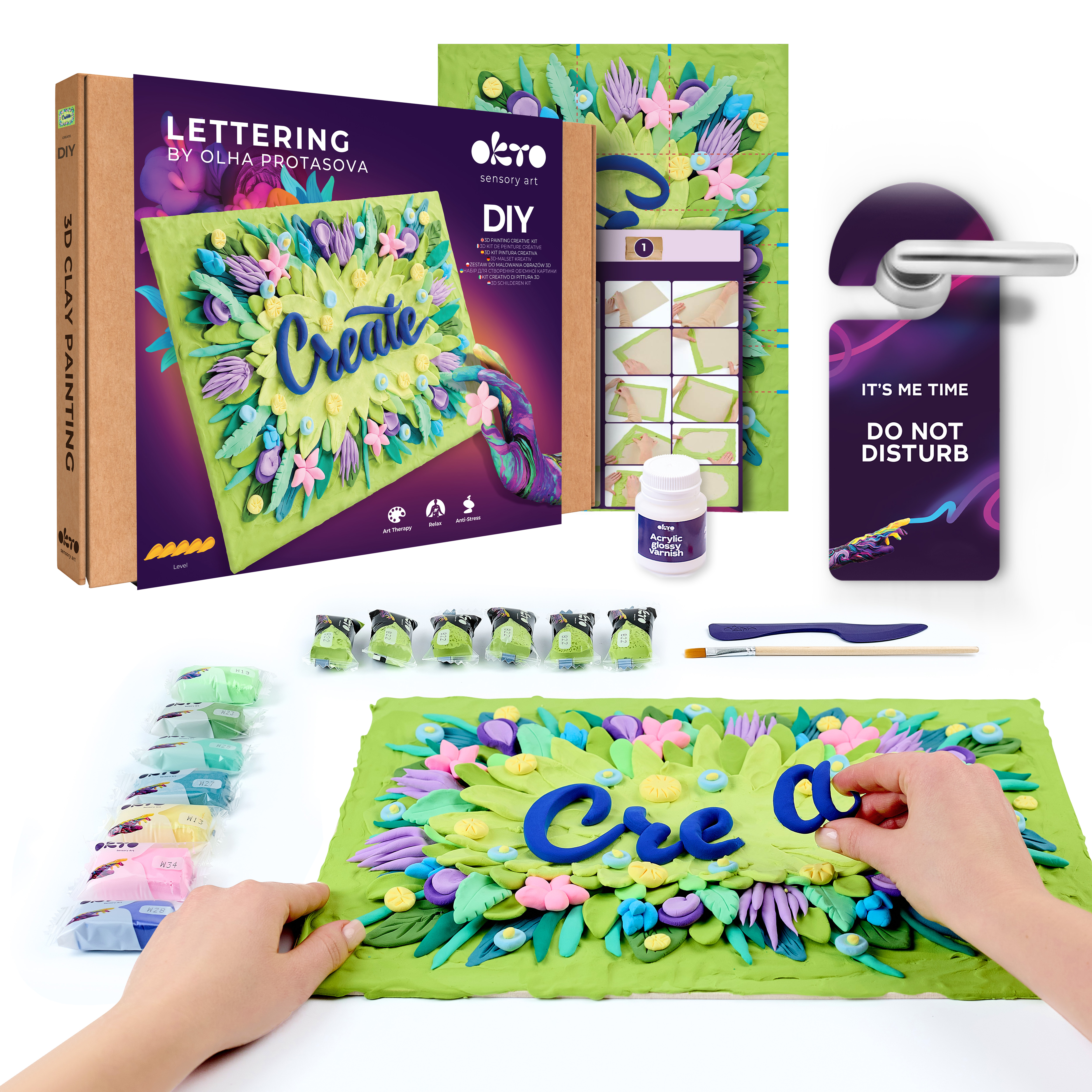 OKTO lettering výtvarný set malování hmotou create 30 × 40 cm