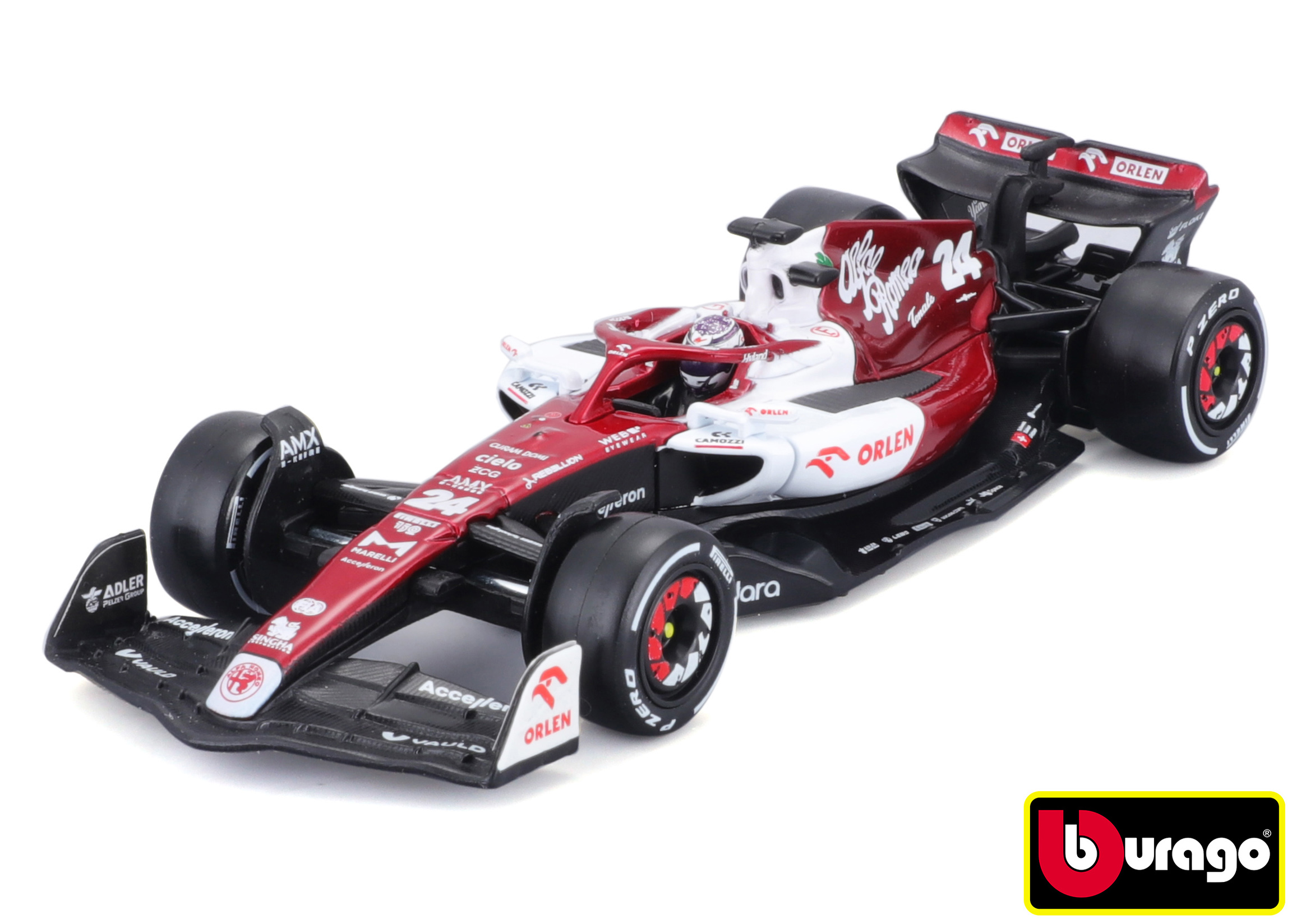 Levně Bburago 1:43 Formula F1 Alfa Romeo Orlen C42 (2022) nr.24 Zhou Guanyu červeno-bílá