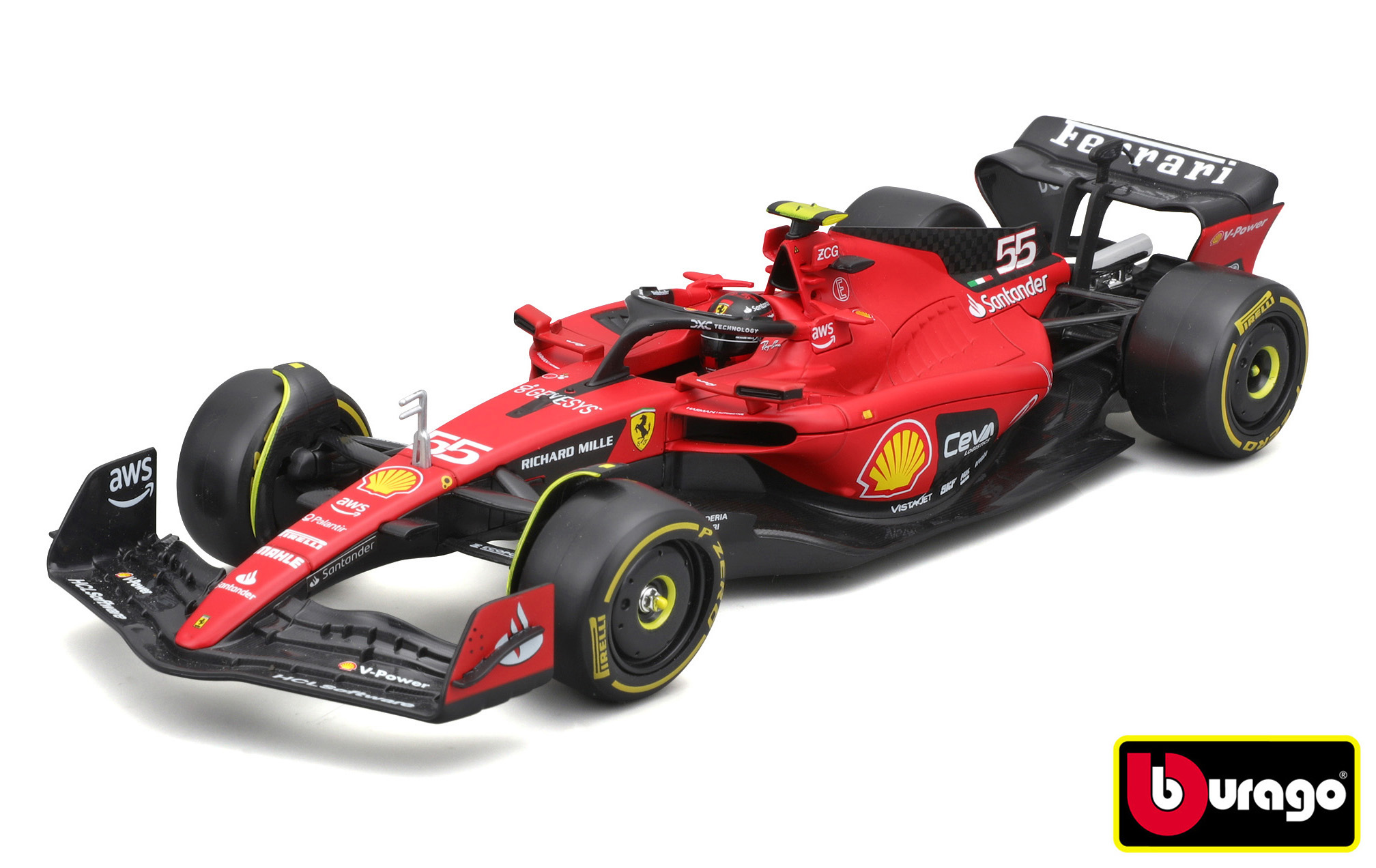 Levně Bburago 1:24 Formula F1 Ferrari Scuderia SF-23 (2023) nr.55 Carlos Sainz - Hard Case