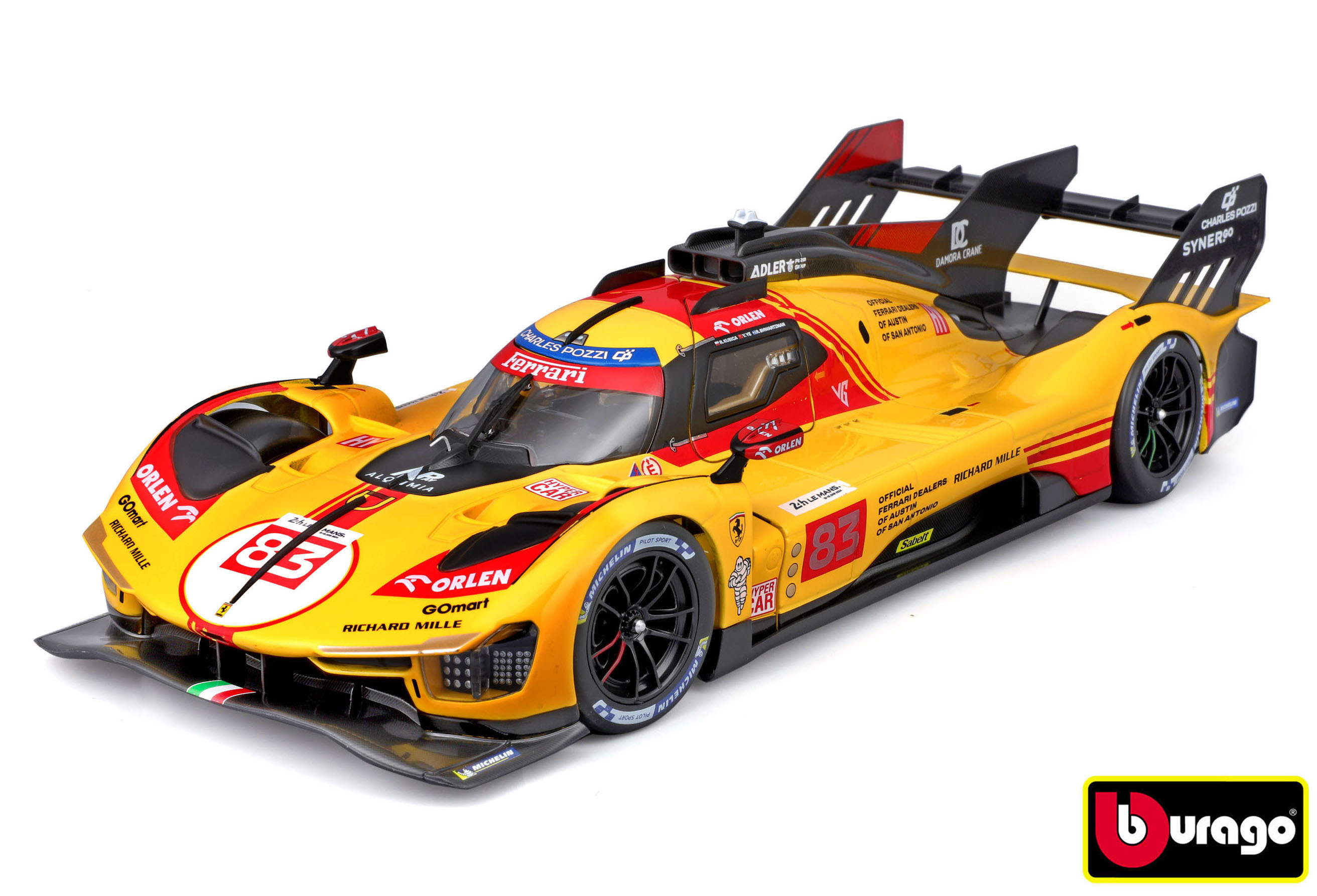 Levně Bburago 1:18 Ferrari Racing 499P nr.83 Yellow 24H Le Mans 2024