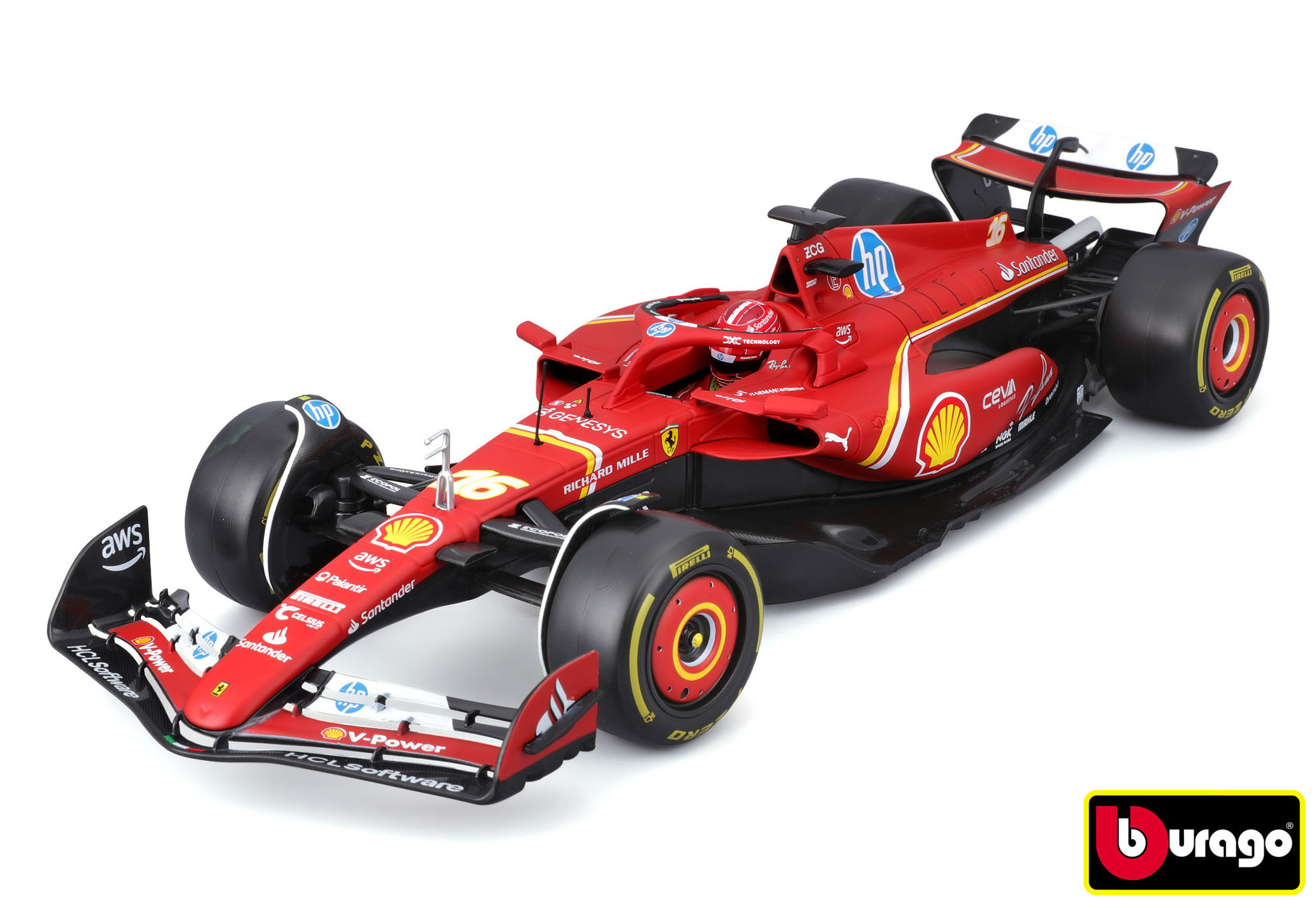 Levně Bburago 1:18 Formula F1 Ferrari Scuderia SF-24(2024) nr.16 Charles Leclerc - with driver and decora