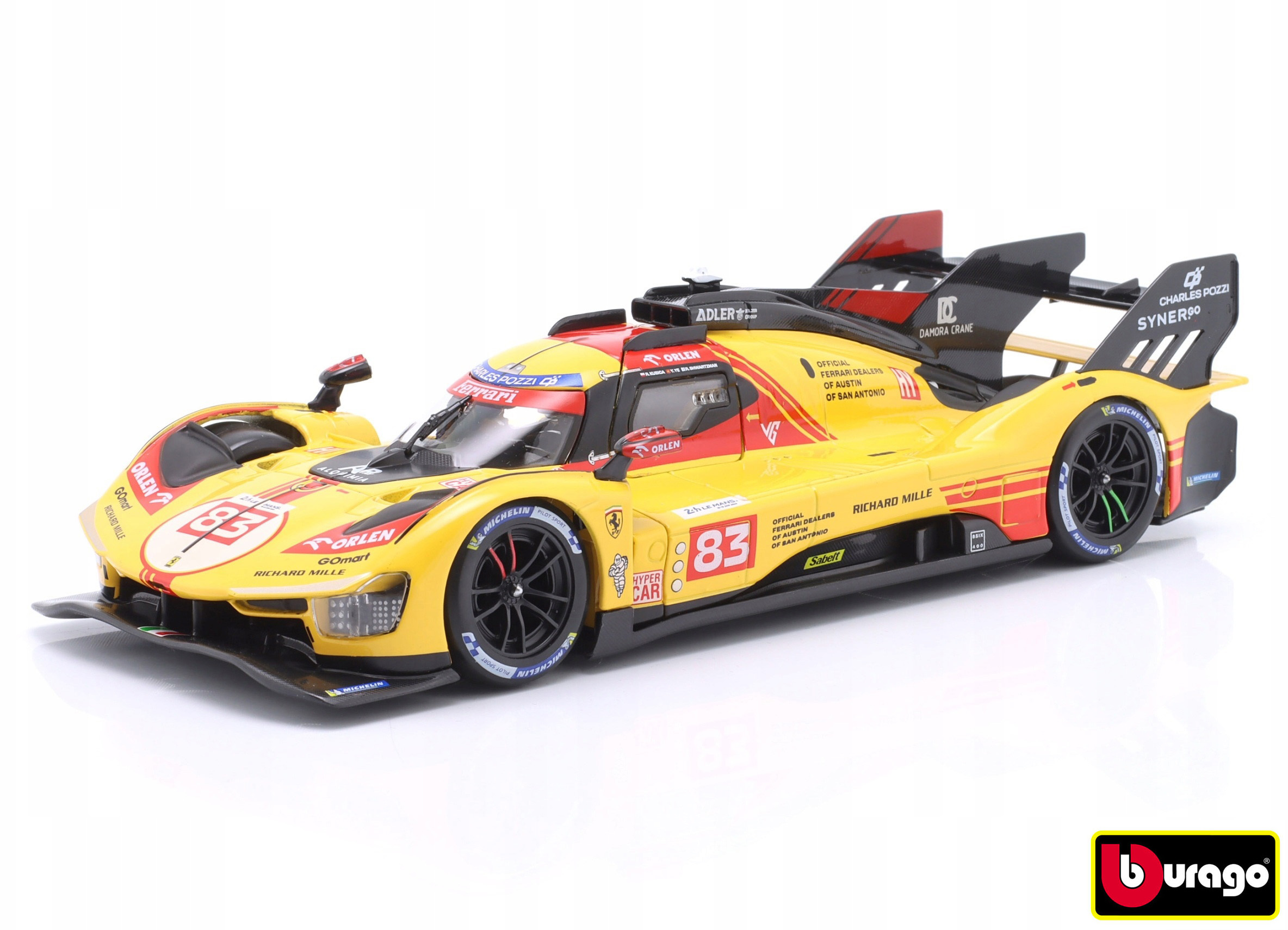 Levně Bburago 1:24 Ferrari Racing - 499P LMH yellow nr.83 - 24h Le Mans Livery 2024