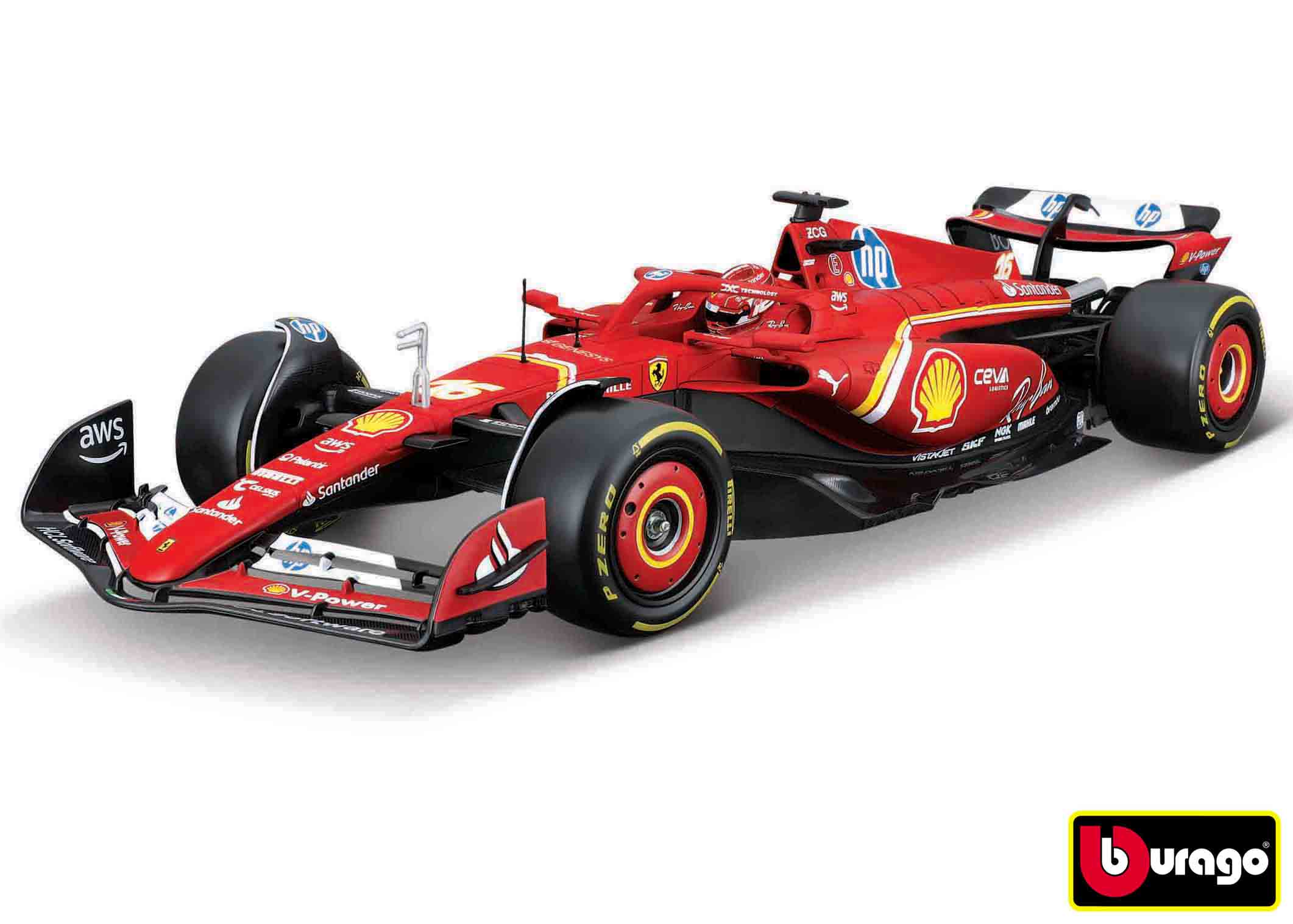 Levně Bburago 1:24 Ferrari F1 Racing Model KIT -SF24 (2024) nr.16 Charles Leclerc with stand