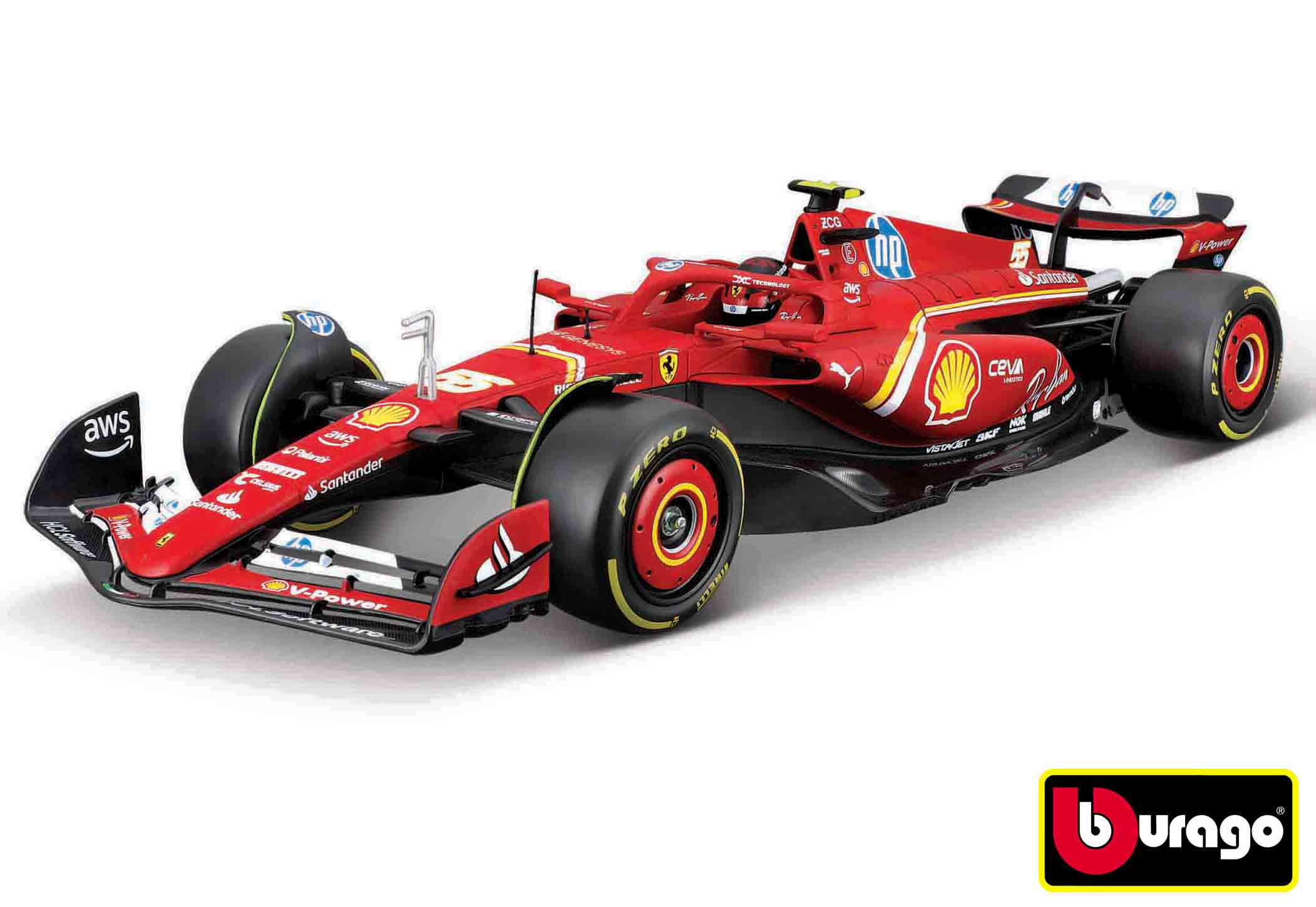 Levně Bburago 1:24 Ferrari F1 Racing Model KIT -SF24 (2024) nr.55 Carlos Sainz with stand