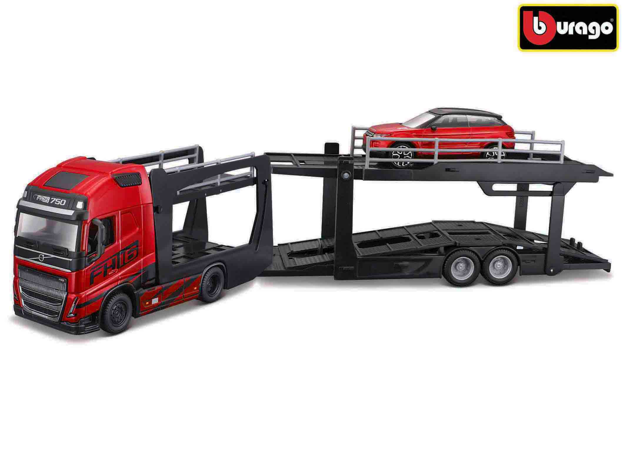 Levně Bburago 1:43 STR FIRE Multicar Carrier - Volvo FH16 w/Land Rover LRX Concept
