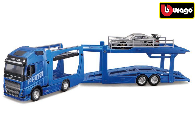 Levně Bburago 1:43 STR FIRE Multicar Carrier - Volvo FH16 w/Porsche 911 GT2 RS