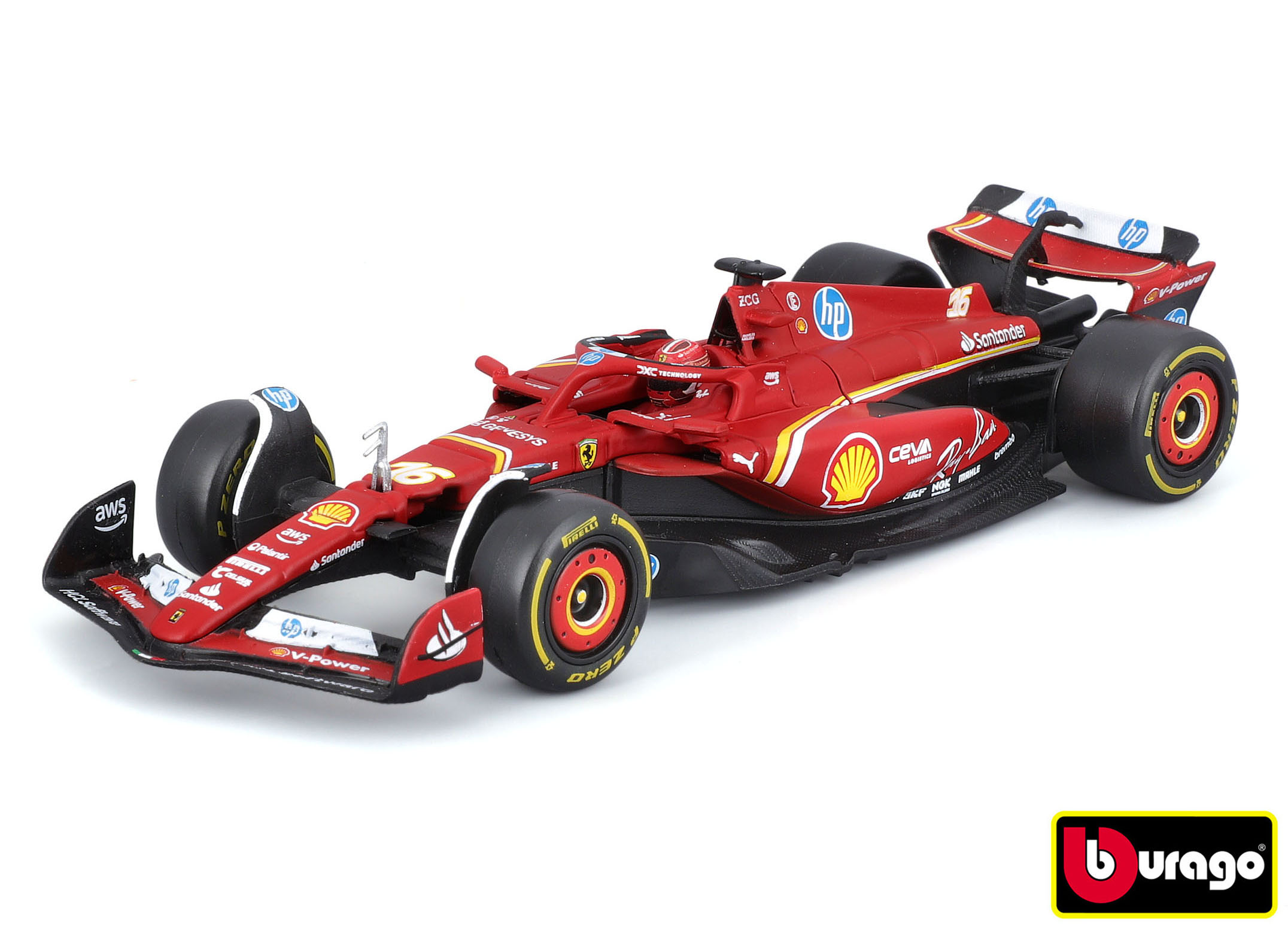 Levně Bburago 1:43 Formula F1 Ferrari Scuderia SF-24 (2024) nr.16 Charles Leclerc - with driver and decor