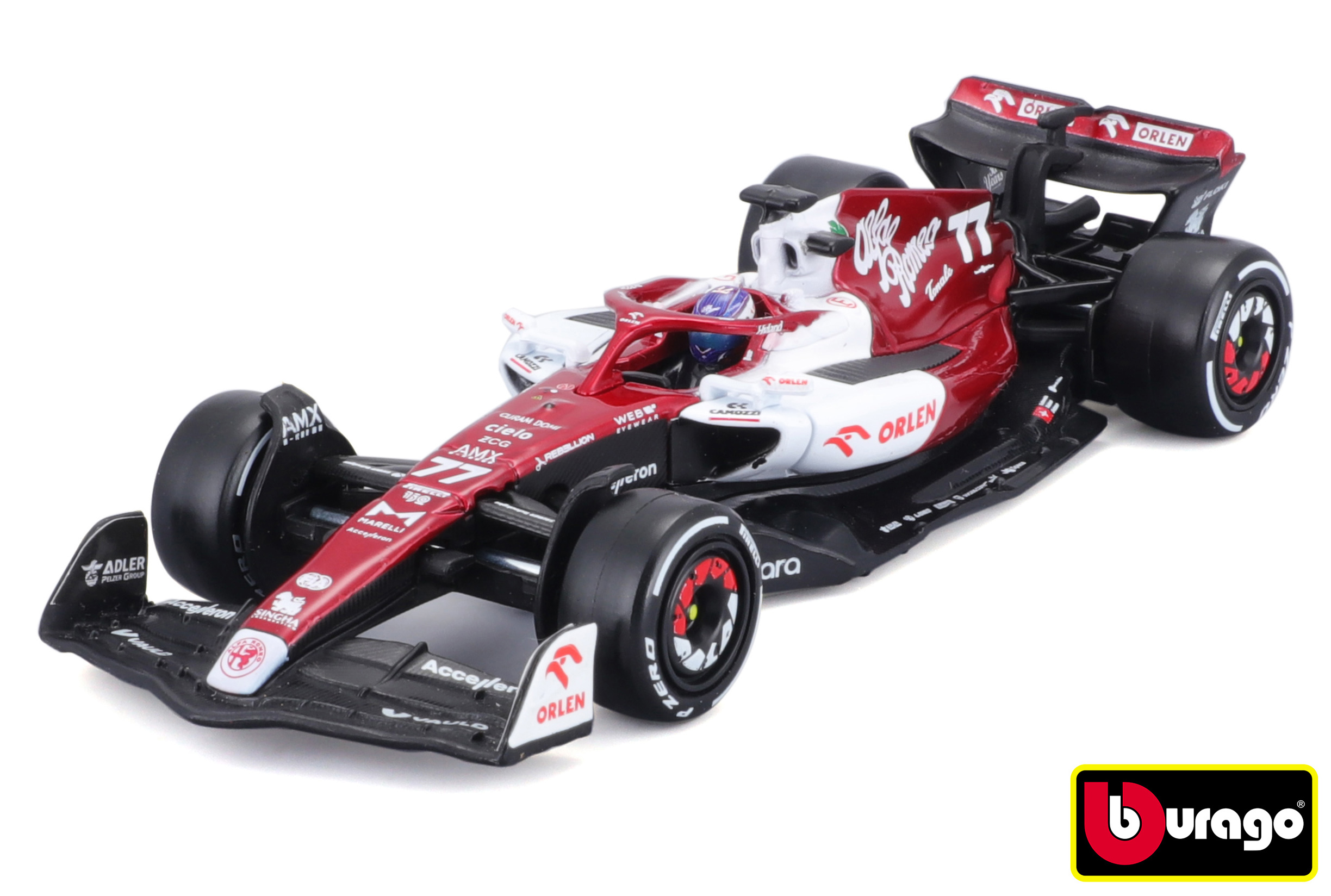 Levně Bburago 1:43 Formula F1 Alfa Romeo Orlen C42 (2022) nr.77 Valtteri Botas - with driver