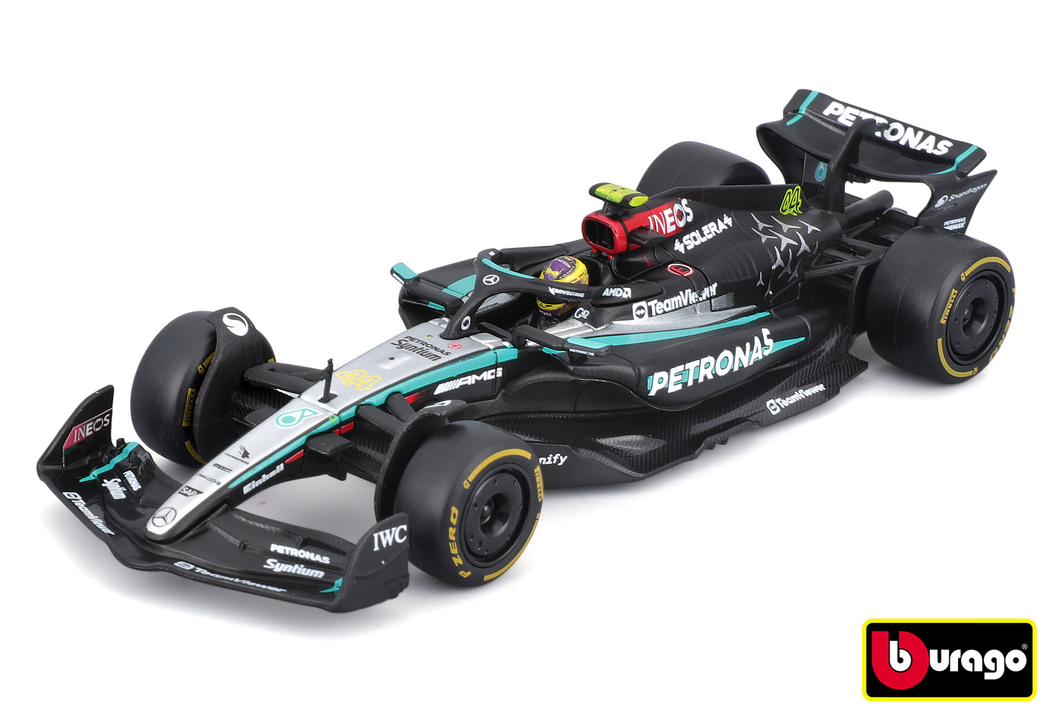 Bburago 1:43 RACE Formula F1 - Mercedes-AMG F1 W15 Performance (2024) #44 Lewis Hamilton with driver