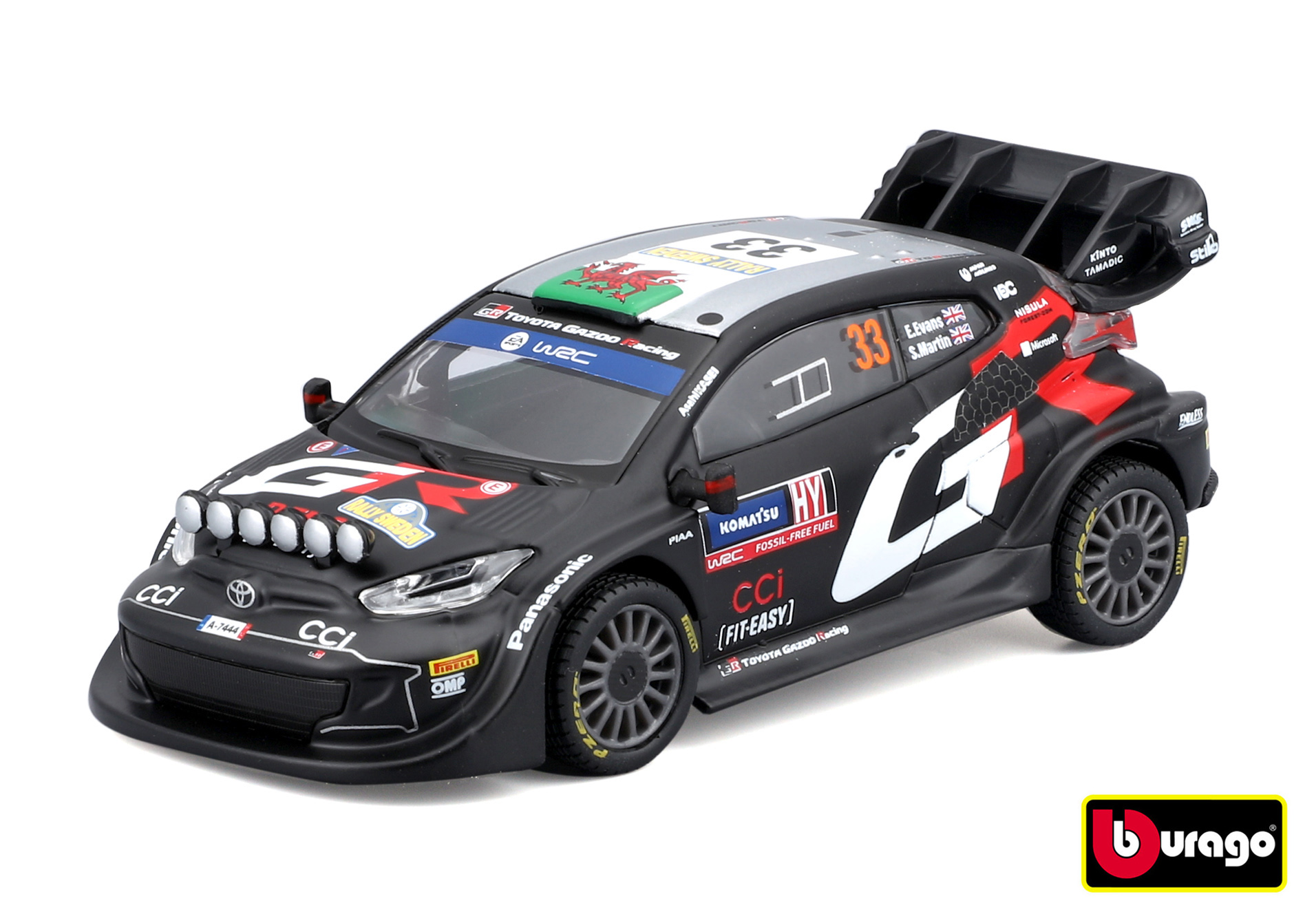 Bburago 1:43 Race Toyota GR Yaris Rally1 Hybrid Nr.33 (Evans) - in decorative box