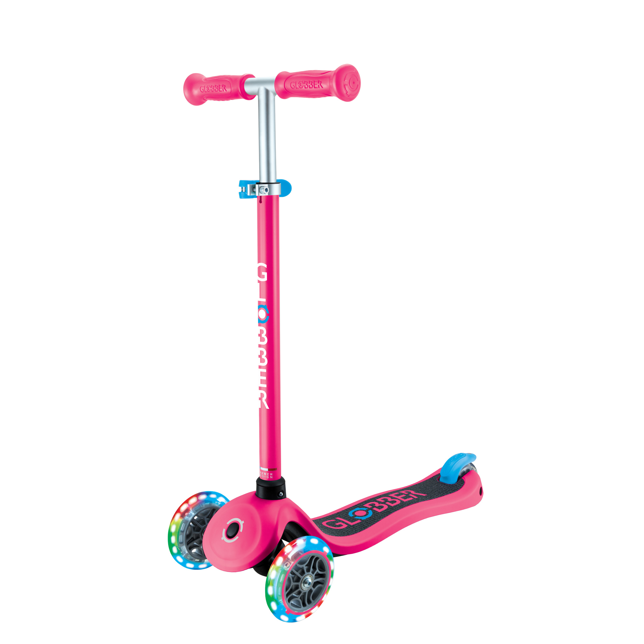 Levně Globber Koloběžka tříkolečková Primo Lights V2 Fuchsia Pink svítící kolečka