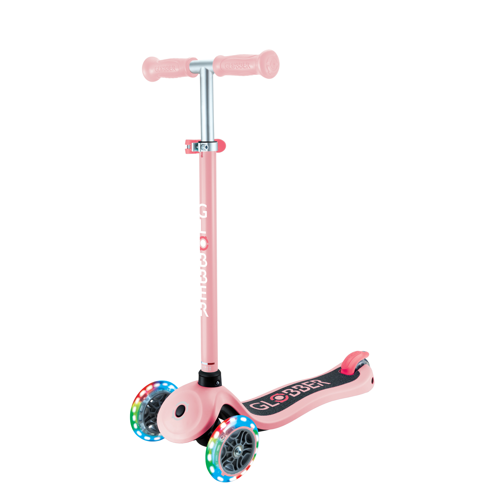 Levně Globber Koloběžka dětská tříkolečková Primo Lights V2 Pastel Pink svítící kolečka