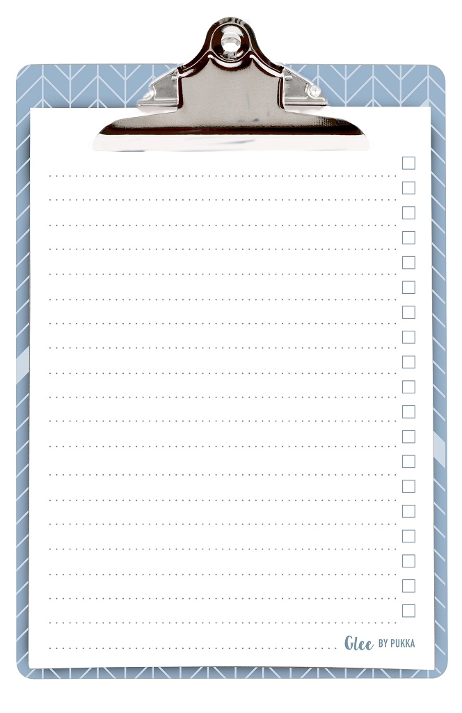 Psací podložka papírová s klipem s poznámkovými listy, 170x245mm, 50 listů, 100g papír