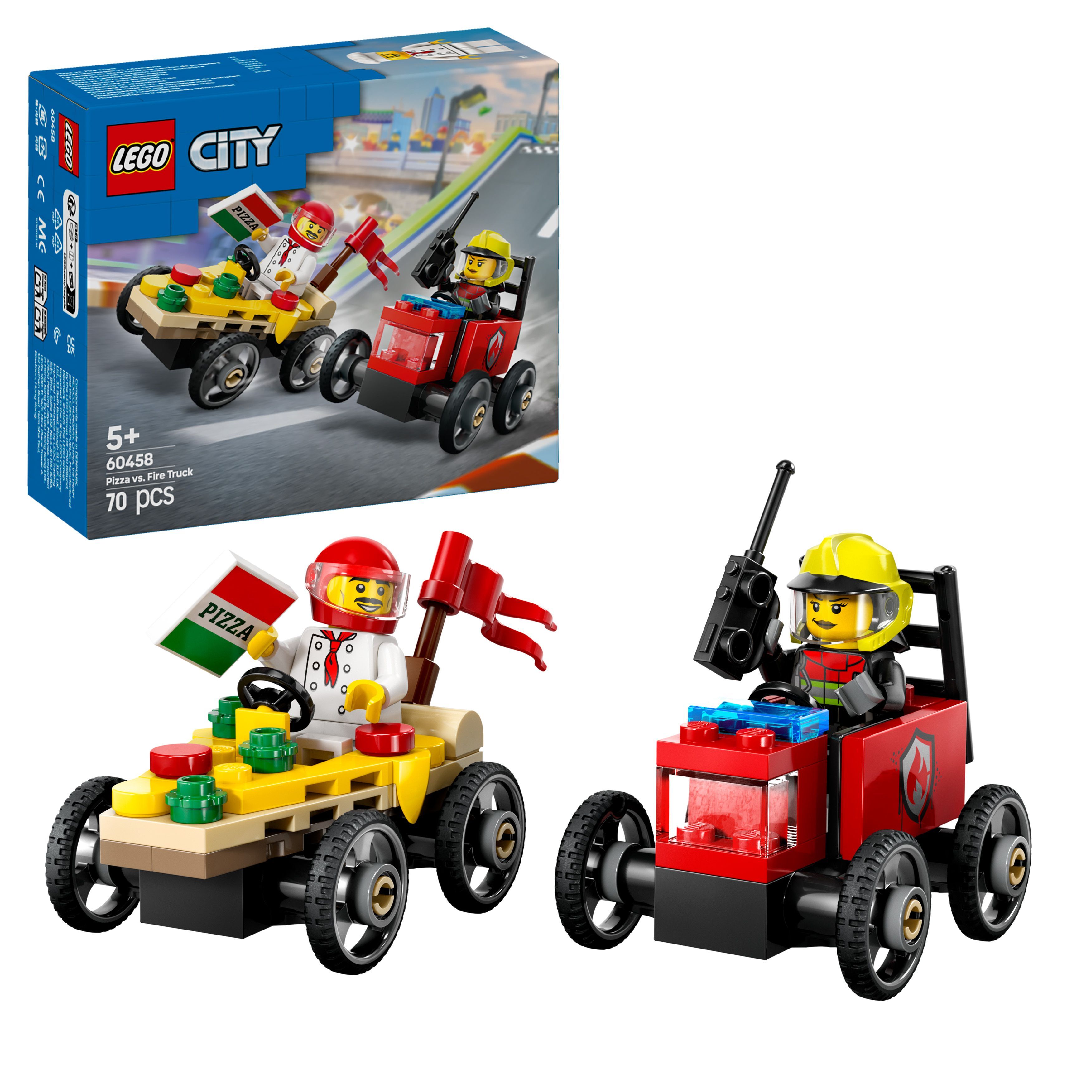 LEGO City 60458 Závodní balíček: Rozvoz pizzy vs. hasičské auto
