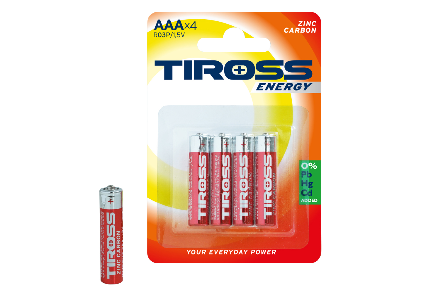 Zinko-uhlíkové baterie AAA 1,5 V – balení 4 ks
