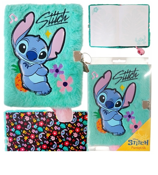 Památník/zápisník s visacím zámkem A5/96 listů STITCH Mint Aloha, linkovaný, 26x16,8x3,2 cm