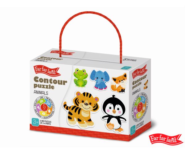 Far Far Land Puzzle obrysové zvířátka 5 obrázků