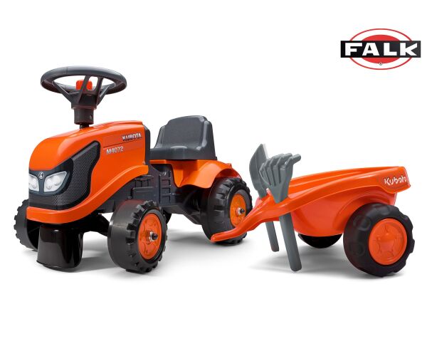 FALK 260C Baby Kubota ride-on traktor s přívěsem, hrable a lopata