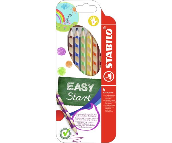 Ergonomické pastelky pro leváky - STABILO EASYcolors - 6 ks sada - 6 různých barev