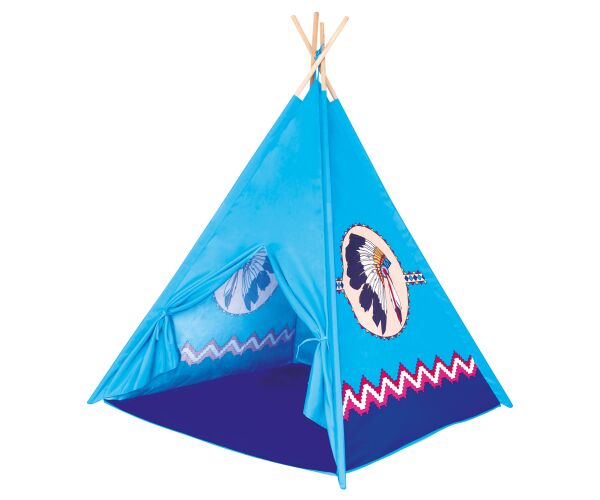 TeePee dětský stan modrý 4 stěny 150cm