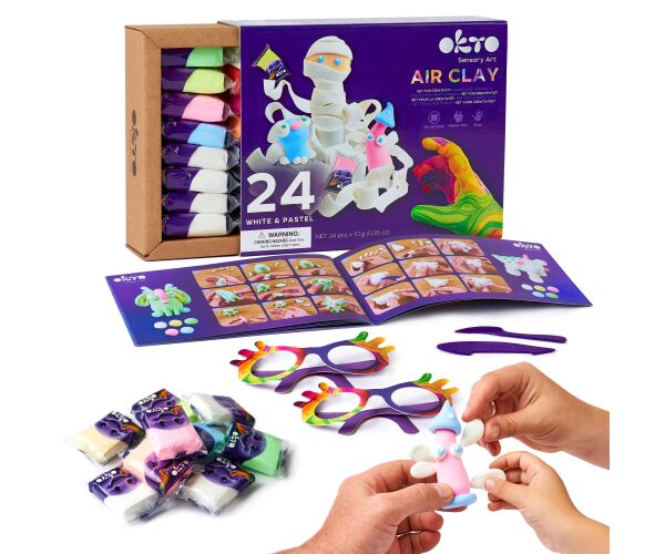 OKTO Samoschnoucí modelovací hmota set bílá a pastel 24 ks
