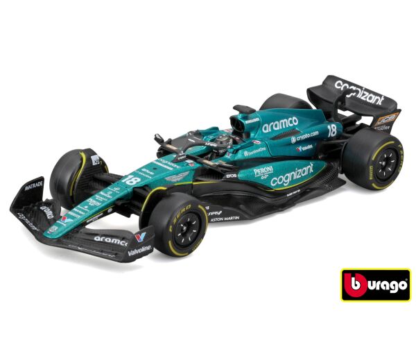 Bburago 1:43 RACE Formula F1 - Aston Martin  AMR23 (2023) #18 Lance Stroll with driver and decorativ