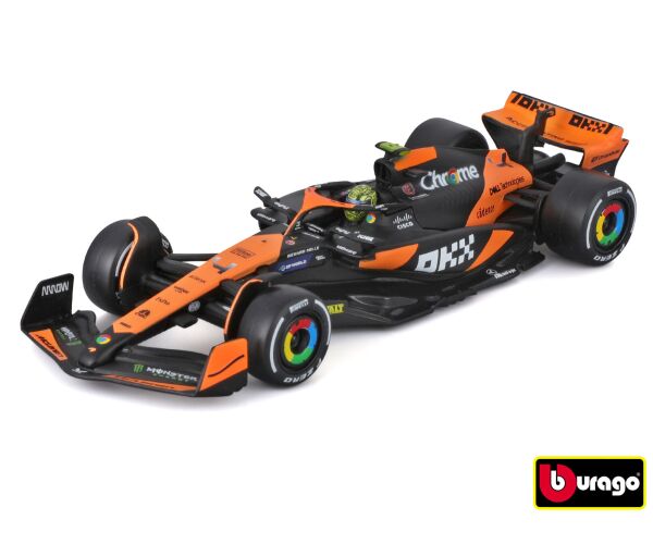 Bburago 1:43 RACE Formula F1 - McLaren F1 Team MCL38 (2024) #4 Senna Edition with driver and decorat