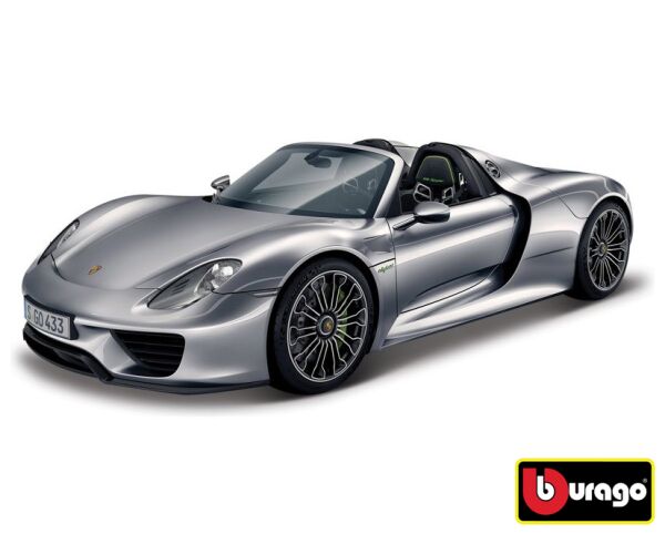 Bburago 1:24 Porsche 918 Spyder Metallic šedá 18-21076
