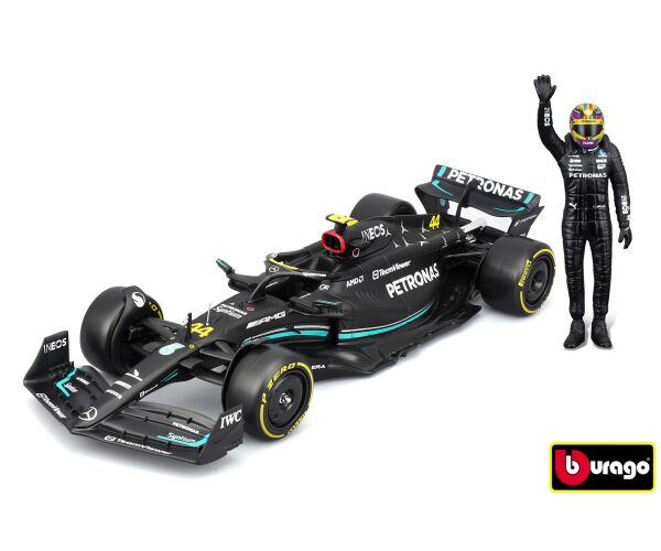 Bburago 1:24 RACE Formula F1 - Mercedes-AMG F1 W14 E (2023) #44 Lewis Hamilton with driver and decor