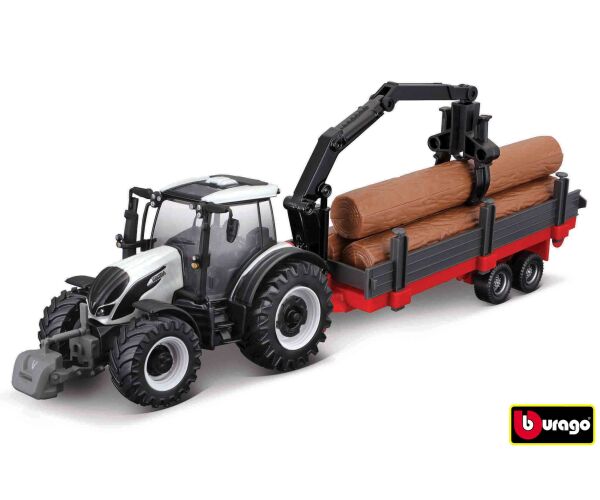 Bburago 10cm Farm tractor Gift Set - Valtra N174 with 3 trailers
