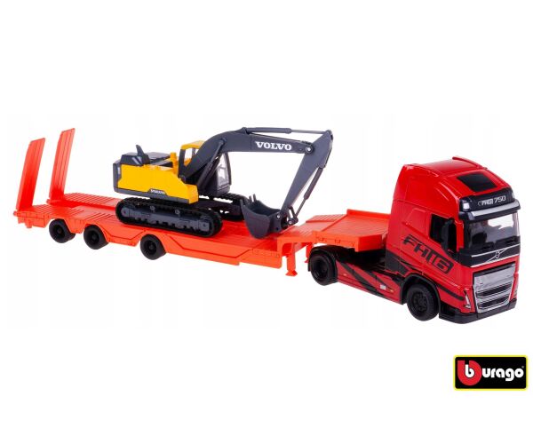 Bburago 1:43 Kamion Construction Volvo FH16 Globetrotter 750XXL s bagrom Volvo EC220E