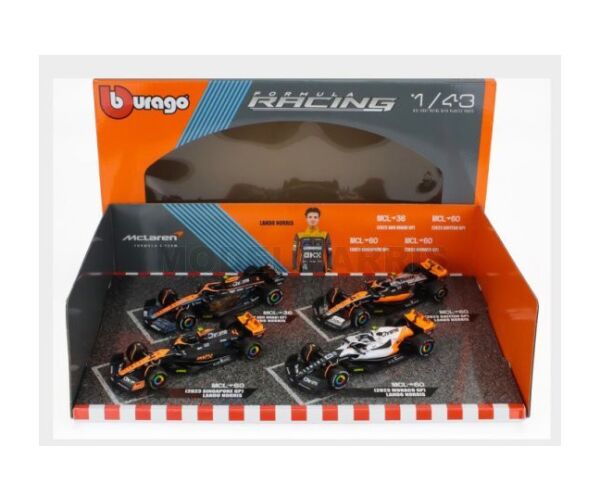 Bburago 1:43 RACE Formula F1 4PAC - McLaren F1 Team MCL38 (2024) #4 L.Norris #81 O.Piastri
