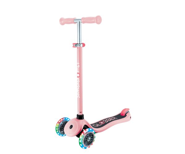 Globber Koloběžka dětská tříkolečková Primo Lights V2 Pastel Pink svítící kolečka