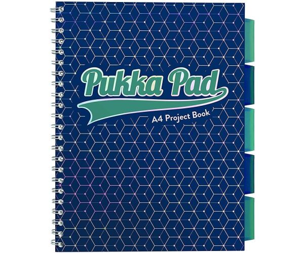 Pukka Pad projektový  blok Glee A4, papír 80g,100 listů, tmavě modrý, linkovaný