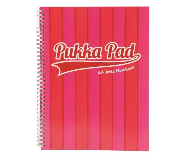 Pukka Pad projektový blok Pukka Stripe A4, 200 stran, linky 8 mm, růžový, linkovaný