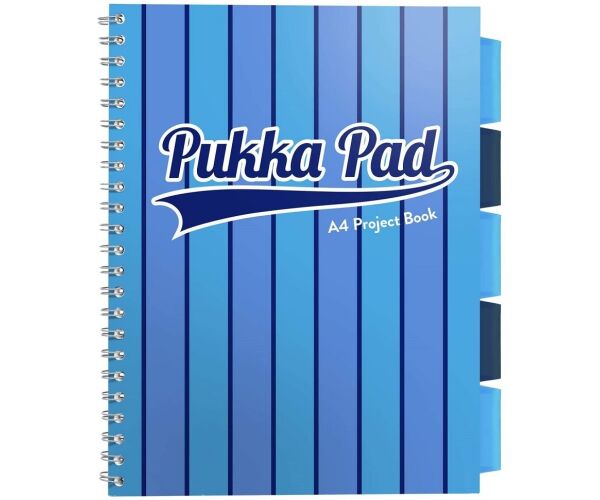 Pukka Pad projektový blok Pukka Stripe A4, 200 stran, linky 8 mm, modrý, linkovaný