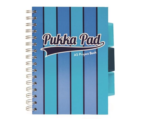 Pukka Pad projektový blok Pukka Stripe A5, 200 stran, linky 8 mm, modrý, linkovaný