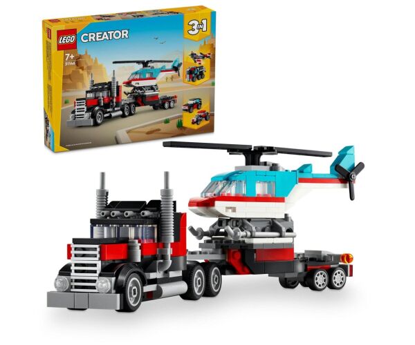 LEGO® Creator 3 v 1 31146 Náklaďák s plochou korbou a helikoptéra