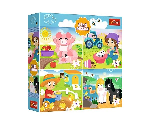 Trefl Puzzle 4v1 – Zvířátka na vsi