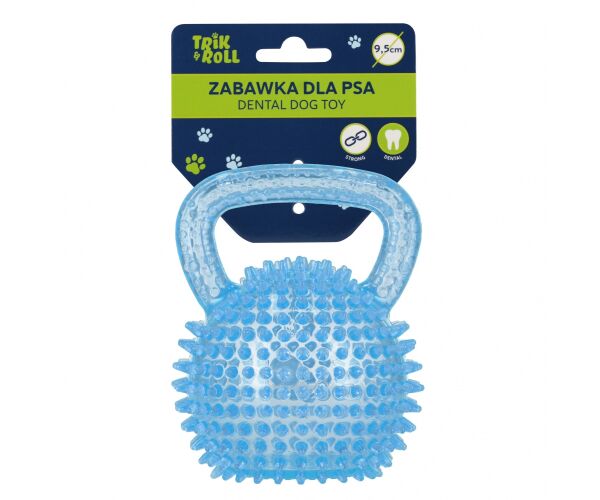 Hračka pro mazlíčky Dentální pískací hračka pro psy s úchytem modrá 9,5 cm