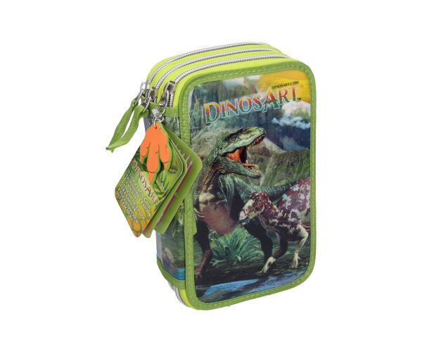 DinosArt Penál třípatrový 21 x 13,5 x 6,5 cm