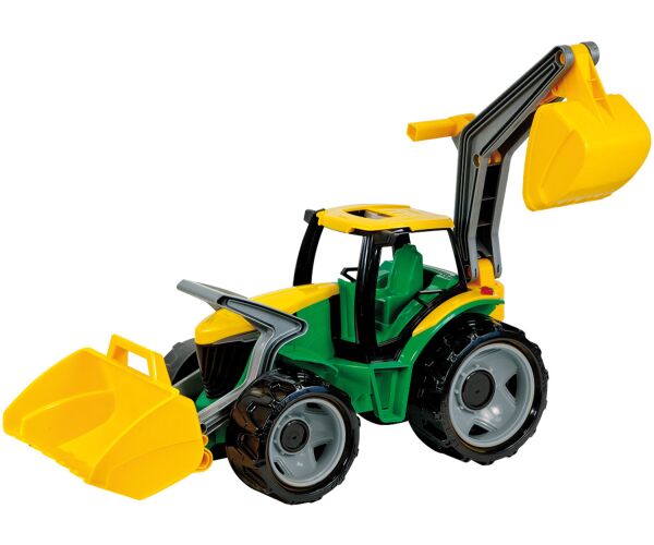 Traktor se lžící a bagrem, zeleno žlutý, 107cm