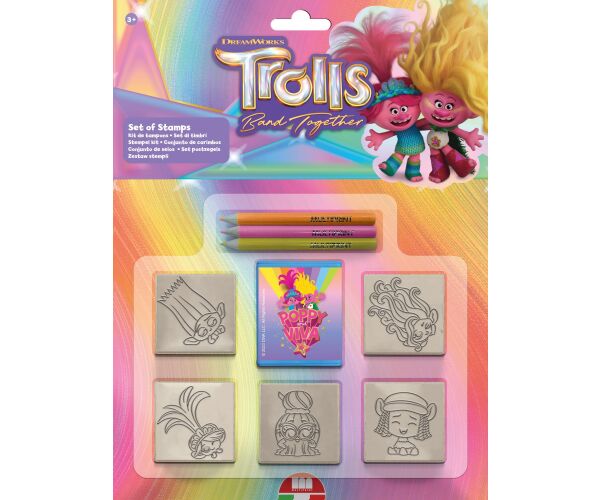 Razítková sada 5 razítek a 3 fixy Trolls