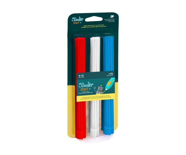 Náplň 75 ks do 3D pera 3Doodler Start+ červená, bílá, modrá
