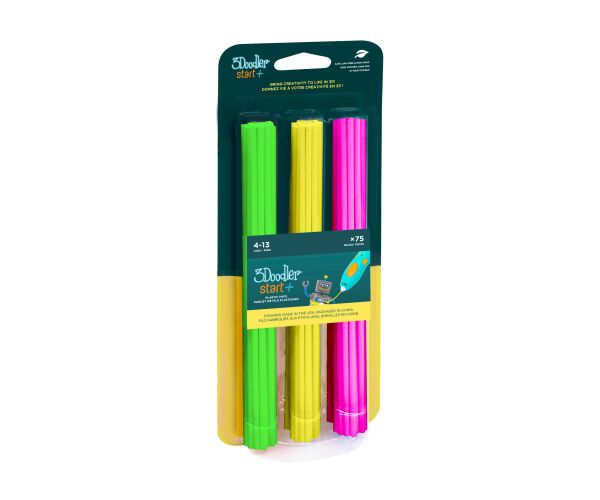 Náplň 75 ks do 3D pera 3Doodler Start+ zelená, žlutá, růžová