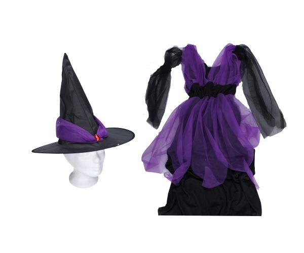 Set karneval - čarodějnice fialová