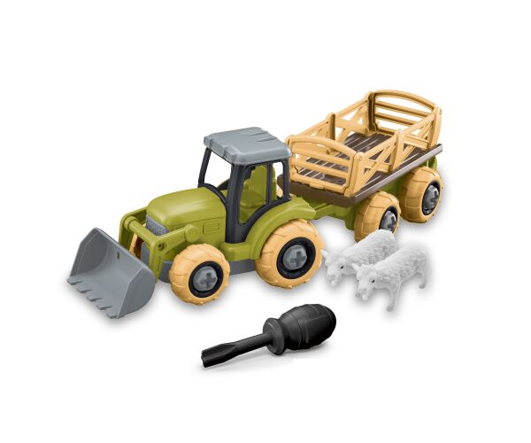 Traktor s přívěsem a zvířaty šroubovací 25 cm