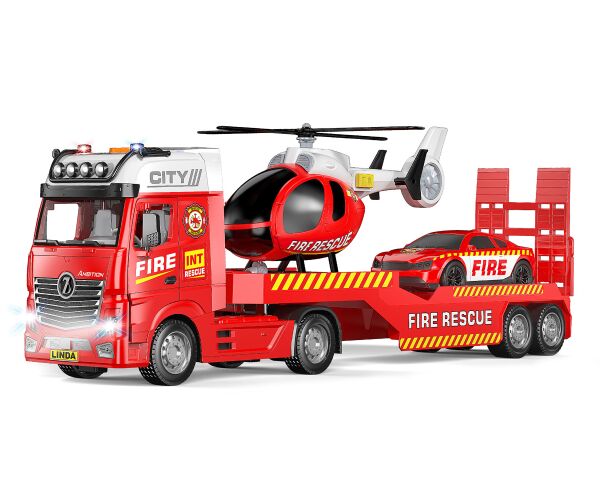 Auto hasiči tahač a helikoptéra s efekty set 55 cm