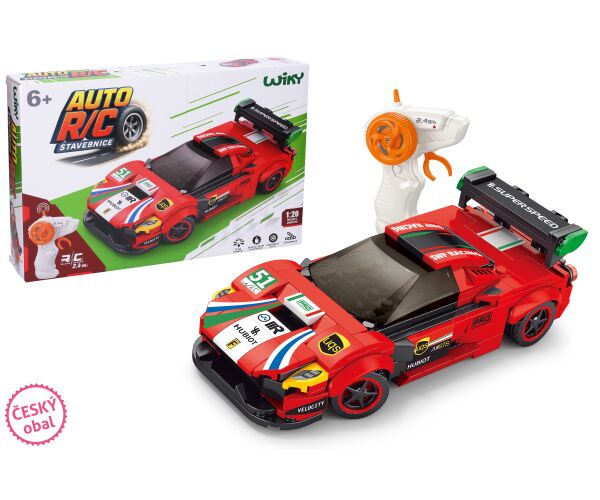 Stavebnice Auto červené RC na dálkové ovládání 17 cm 279 dílků - český obal